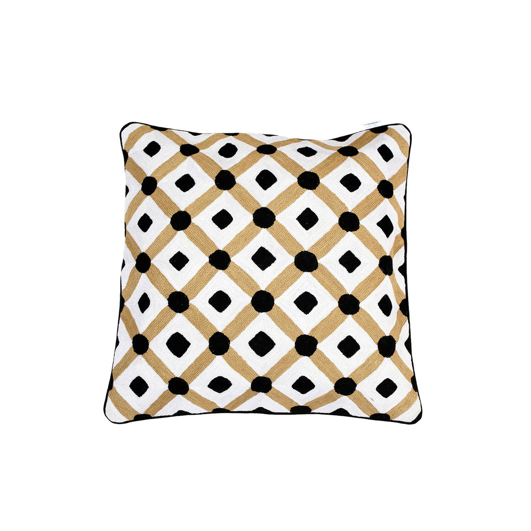 Tilsa Classic Black & white hand embroidered pillow
